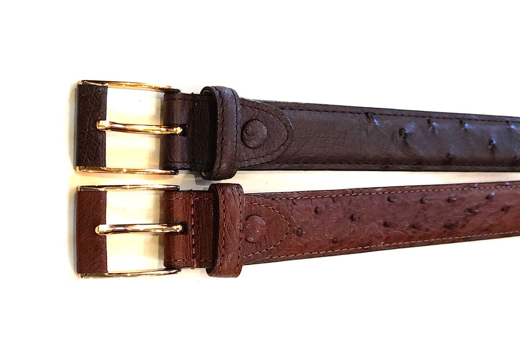 Ostrich Leather Belt 30 MM (Gold Buckle) - Karoo Classics