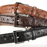 Ostrich Leather Belt 35 MM (Gold Buckle) - Karoo Classics