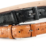 Ostrich Leather Belt 30 MM (Silver Buckle) - Karoo Classics