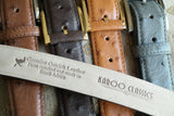 Ostrich Leather Belt 35 MM (Gold Buckle) - Karoo Classics