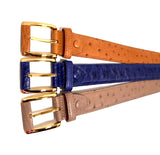 Ostrich Leather Belt 35 MM (Gold Buckle) - Karoo Classics