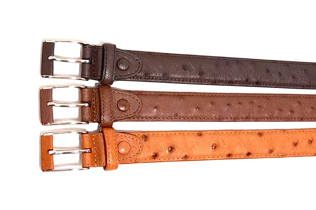 Ostrich Leather Belt 30 MM (Silver Buckle) - Karoo Classics